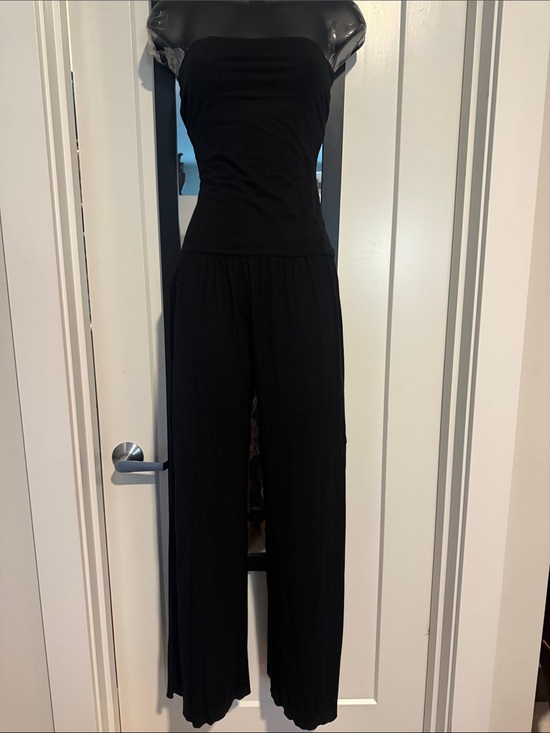 Newport News Pants - Newport News Black Strapless Wide-Leg Jumpsuit
